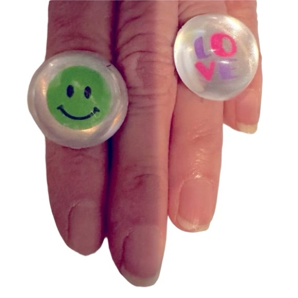 VTG RARE Y2K LISA FRANK PINK PURPLE LOVE RING BLING JEWELRY VALENTINE GIFT LOVE - Picture 11 of 12